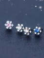 thumb 925 Sterling Silver With Platinum Plated Simplistic Snowflake Stud Earrings 2