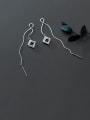 thumb 925 Sterling Silver With Platinum Plated Simplistic Geometric Threader Earrings 0