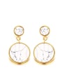 thumb Fashion Round Shaped Gold Plated Stone Drop Earrings 0
