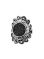 thumb Exquisite Retro Black Broken Resin Stones Rhinestones Flowery Ring 0