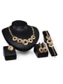 thumb Alloy Imitation-gold Plated Vintage style Rhinestones Hollow Circle Four Pieces Jewelry Set 0