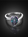 thumb Colorful Platinum Plated Water Drop Glass Stone Ring 1