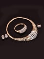 thumb Alloy Imitation-gold Plated Fashion Rhinestone Grid-shaped Four Pieces Jewelry Set 1