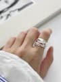 thumb Fashion Multi-band White Freshwater Pearl Silver Opening Ring 1