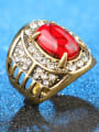 thumb Retro style Gold Plated Red Turquoise stone White Rhinestones Ring 3