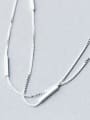 thumb 925 Sterling Silver With Platinum Plated Simplistic Double layer Anklets 2