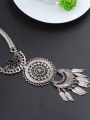 thumb Retro style Personalized Leaves Tassels Rhinestones Alloy Necklace 2