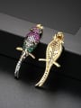 thumb Copper With Gold Plated Personality Colorful bird Cluster Earrings 1