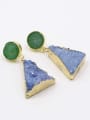 thumb Fashion Triangle Round Natural Crystals Earrings 1