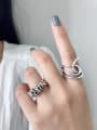 thumb 925 Sterling Silver With Platinum Plated Personality Irregular Free Size Midi Rings 1
