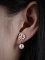 thumb Elegant Hollow Flower Artificial Pearl Titanium Stud Earrings 1