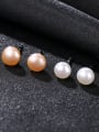 thumb Pure Silver 6mm natural freshwater pearl studs earring 2