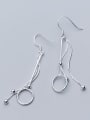 thumb 925 Sterling Silver With Platinum Plated Simplistic Round Hook Earrings 1