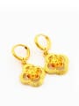 thumb Luxury 24K Gold Plated Flower Shaped Drop Earrings 0