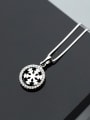 thumb Personality Snowflake Shaped Rhinestones S925 Silver Pendant 1