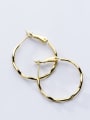 thumb 925 Sterling Silver With Gold Plated Simplistic Wavy pattern circle Hoop Earrings 1
