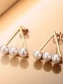 thumb All-match Hollow Triangle Shaped Artificial Pearl Stud Earrings 2