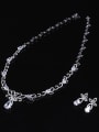 thumb Earring Necklace Shining Zircons White Gold Plated Set 1
