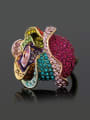 thumb Fashion Exaggerated Rose Flower Colorful Rhinestones Alloy Ring 0