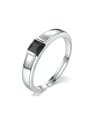 thumb Simple Classical Agate Unisex Silver Ring 0