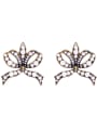 thumb Bow-shape Elegant Women Rhinestones Stud Earrings 0