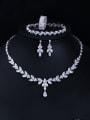 thumb Copper With White Cubic Zirconia Delicate Water Drop 4 Piece Jewelry Set 1