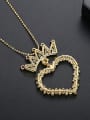 thumb Copper With Gold Plated Simplistic Hollow Heart Crown Power Necklaces 2