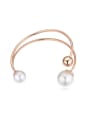 thumb Champagne Gold Plated Imitation Pearls Alloy Opening Bangle 0