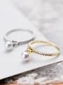 thumb Fresh Gold Plated Shell Pearl S925 Silver Ring 2