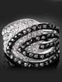 thumb Exaggerated Cubic Rhinestones-covered Leaf Alloy Ring 0