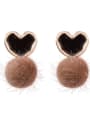 thumb Alloy With Rose Gold Plated Cute Heart  Plush ball Drop Earrings 2