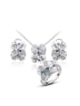 thumb Elegant White Gold Plated Flower Shaped Crystal Three Pieces Jewelry Set 0