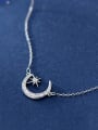 thumb 925 Sterling Silver With Platinum Plated Simplistic Moon Necklaces 2