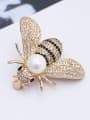 thumb Personalized Cubic Zirconias Little Bee Imitation Pearl Copper Brooch 2