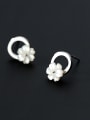 thumb Fresh Flower Shaped S925 Silver Shell Stud Earrings 0