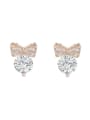 thumb Copper With Cubic Zirconia  Plated Simplistic Bowknot Stud Earrings 0