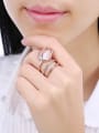 thumb Exquisite Rose Gold Flower Shaped Zircon Stacking Ring 1