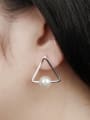 thumb Fashion Hollow Triangle Artificial Pearls Stud Earrings 1