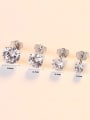 thumb Sterling silver simple four-claw punching piece 3mm 4mm 5mm 6mm zircon earrings 2