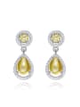 thumb Fashion Cubic Zirconias Water Drop 925 Silver Stud Earrings 0