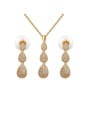 thumb Copper With Cubic Zirconia  Delicate Water Drop Earrings And Necklaces 2 Piece Jewelry Set 4