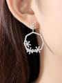 thumb Copper With Platinum Plated Personality Hollow Geometric   Flower Drop Earrings 1