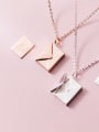 thumb Sterling Silver simple square envelopes love letter necklace 2