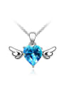 thumb Simple Heart austrian Crystal Little Wings Pendant Alloy Necklace 3