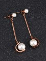 thumb Fashion Artificial Pearls Rose Gold Plated Drop Earrings 2