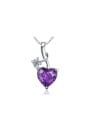 thumb Personality Heart -shape Amethyst Zircon Pendant 0