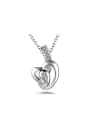 thumb Fashion Cubic Zirconias Heart Pendant Copper Necklace 0