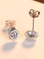 thumb 925 Sterling Silver With Cubic Zirconia Simplistic Round Stud Earrings 2