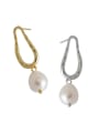 thumb 925 Sterling Silver With  Artificial Pearl Simplistic Irregular Drop Earrings 3