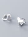 thumb 925 Sterling Silver With Platinum Plated Cute Heart Clip On Earrings 1